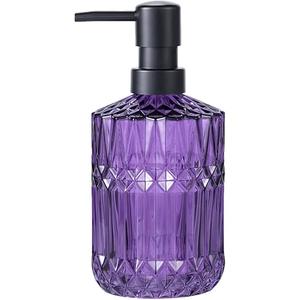 Soap Dispenser with Black Pump, Refillable Liquid Hand Soap Dish Soap Dispensers for Bathroom Counter, Kitchen Sink (Purple)