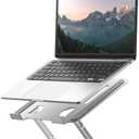 Laptop Stand for Desk, Adjustable Metal Foldable Laptop Riser Holder, Aluminum Desktop Book Stands, Ventilated Cooling Computer Notebook Stand with 10-17" (Silver)