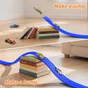 KETIEE Flex Tracks 16Ft for Kids: Flexible Race Car Ramp Track with 4 Small Racecars and 8 Suction Cups Compatible with Diecast 1/64th Cars, Rolls Up Portable Racetrack for Ages 3 & Up, Blue