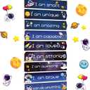 Chunful Set of 9 Boys Room Bedroom Decor Boys Inspirational Wall Decor Wood Hanging Plaque Motivational Kids Bedroom Wall Sign for Kids Teenage Toddler(Space)