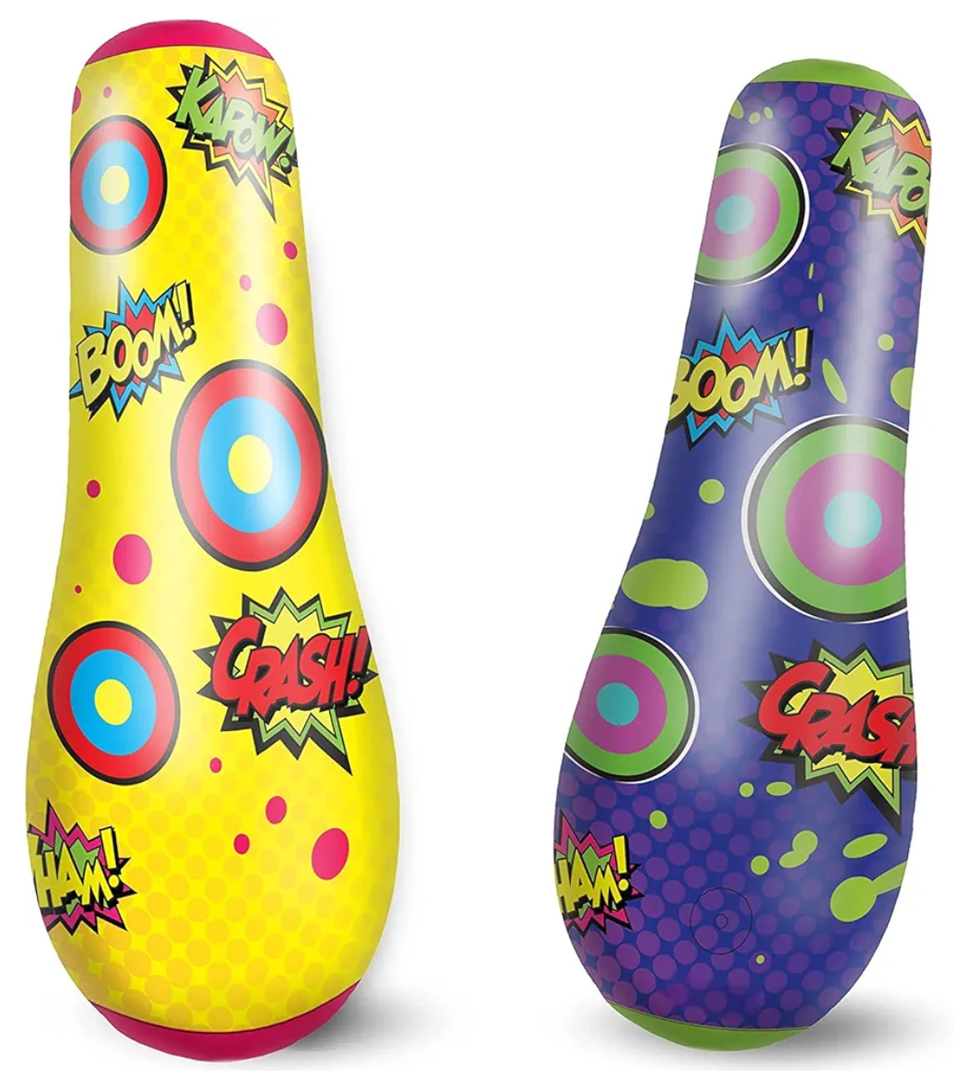 2 Pack Inflatable Bopper, 47 Inches Kids Punching Bag with Bounce-Back Action, Inflatable Punching Bag for Kids Presents