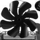 VODA Wood Stove Fan 8 Blades Heat Powered Activated Thermal Fans (Bracket Included), Non Electric Fireplace Fan Thermo Fan for Wood Burning Stoves/Heaters (Large)