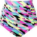 RELLECIGA Women's High Waisted Bikini Bottom Tummy Control Ruched Full Coverage Swim Bottom, Large