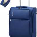 Hanke Underseat Carry On Luggage with Wheels, 17-Inch Small Suitcase Rolling Under Seat Luggage, Lightweight Personal Item Bag with 15.6" Compartment for Overnight & Short Trips, Blue