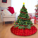 Red Plush Christmas Tree Skirt 36 inches Fur Christmas Tree Skirt with Gold Sequin Snowflakes Xmas Tree Skirt Mat for New Year Christmas Holiday Decorations - 90cm