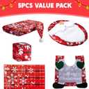 JOYIN 5 Pieces Christmas Theme Bathroom Decoration Set w/Toilet Seat Cover, Rugs, Tank Cover, Toilet Paper Box Cover and Santa Towel for Xmas Indoor Dcor, Party Favors (Gnome)
