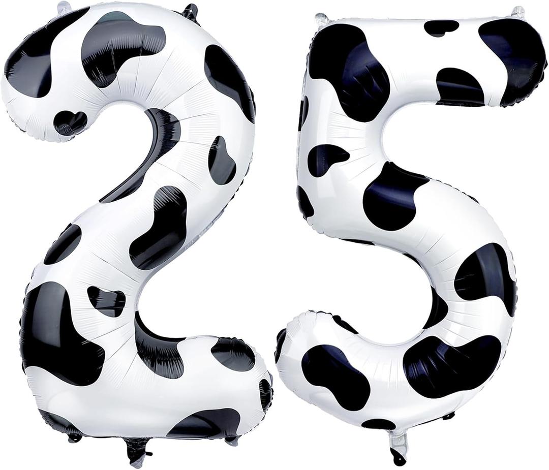 Big, cow Print 25 52 Balloon Number 40 Inch Foil 25 Balloons For 25 Birthday Decorations For Women Girls52 Blue Balloons For 25 Birthday Party Supplies 52nd Birthday Balloons Events Gift