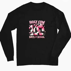 100th Day of School Pink Cow 100 Days of School Girl Teacher Sweatshirt, XL