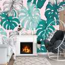 XMPMBM-Tropical Leaf Botanical backsplash Large Decorative Wallpaper Banana Leaf Plant Bedroom Bathroom wall Mural- W 154" X H 105"（112 Square Foot）