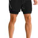 Mens Running Athletic Shorts with Zipper Pocket 5" Quick Dry 2 in 1 Liner Gym Sport Basketball Workout Swim (Black, S)