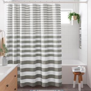 Madison Park Shower Curtain Spa Waffle Weave Extra Long Shower Curtain for Bathroom 3M Scotchgard Moisture Management, Spa Quality Modern Shower Curtains for Bathroom, Extra Long 72"x84" Grey Ombre