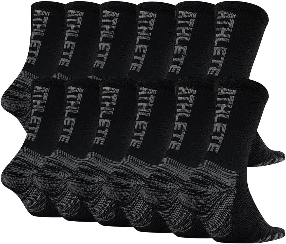 JOYNE 6 Pairs Mens Crew Cushion Socks Work Athletic Running Socks Casual Breathable Socks for Men,Sock Size:10-13 (Large)