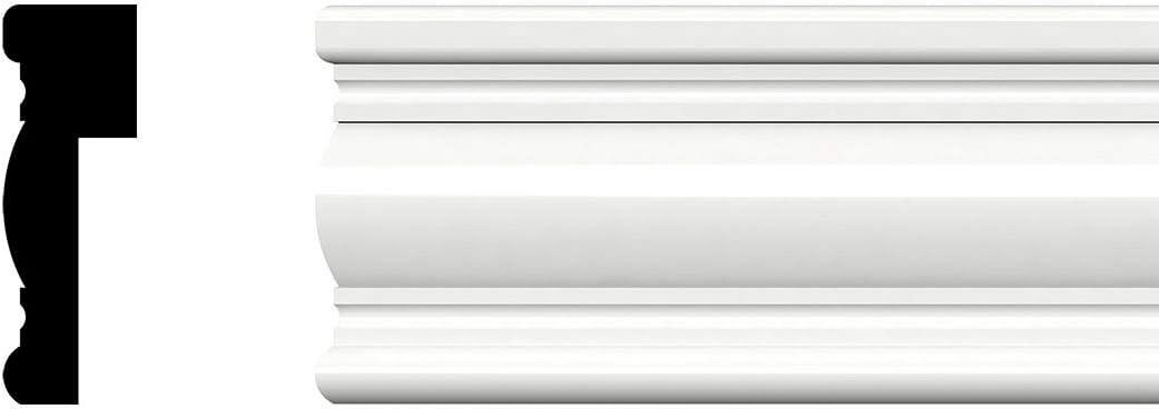 Ekena Millwork MLD03X01X96WCSWPV 3" H x 1" P x 96" L Decorative Wainscot, PVC Cap Moulding Ivory