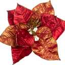 Briful Red & Gold Poinsettia Christmas Flowers Stem  28.3'' Long Stem Artificial Poinsettia Pick with Onion-Skin Fabric Petals, Large Faux Holiday Flower for Xmas Tree Decor, Centerpieces, Set of 3