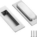 Ravinte Sliding Closet Door Handles Flush Pulls Recessed Finger Pulls for Sliding Barn Door Square Cabinet Handles Stainless Steel (Brushed Nickel, 150mm, 2 Pack)