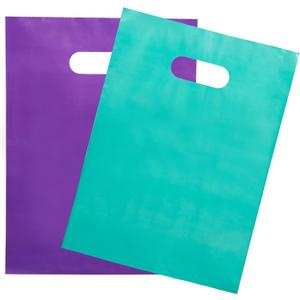 Merchandise Bags 200 Teal & Purple 9"x12" Bags 1.5Mil Thick Glossy With Handles