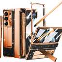 for Samsung Galaxy Z Fold 6 Case with Pastable S Pen Holder & Stylus, Glitter Bling Leather Case with Kickstand Screen Protector All-Inclusive Pen Slot Protective Cover for Z Fold 6 Black