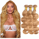 LOIUMGUU Color 30 Highlight Human Hair Bundles Mixed With Honey Blonde Body Wave Bundles 20 22 24 Inch Brazilian Virgin Hair P27/30 Color 27 Hair Weave