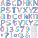 Gueevin 216 Pcs Bulletin Board Letters for Classroom 4" Numbers Alphabet Poster Board Cutouts Letters Punctuation with Adhesive Dots for Bulletin Display School Decoration (Holographic)