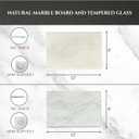 2-Piece Set Marble Cutting Board & Tempered Glass Cutting Board Cover, Non-Toxic Marble Serving Tray Slab, Scratch Resistant & Protects Countertops, Multifunctional & Safe