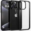 Supdeal Shockproof Clear Case for iPhone 15 Pro, [Not Yellowing] [10FT Military Drop Protection] Hard Clear Back Four Corner Airbags Drop Protection Phone Cover, 6.1 inch, Black