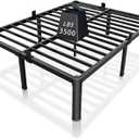 ROIL 12 inch King Size Bed Frame Metal Platform No Box Spring Needed with Headboard Hole Round Corner Legs Mattress Stoppers Retainers 3500LBS Heavy Duty Steel Slats Noise-Free