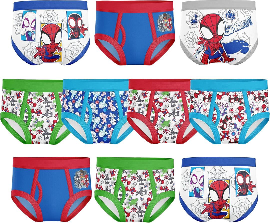 Spiderman Boys' Toddler Superhero Friends Exclusive Underwear with Iron Man, Hulk & More 2/3t & 4t (10-pack Spidey Multi-hero Briefs)