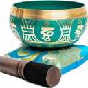 Tibetan Singing Bowl Set - Authentic Handcrafted Mindfulness Meditation Holistic Sound 7 Chakra Healing by Himalayan Bazaar (Turquoise)