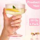 PLULON 6 Pcs Pink Champagne Martini Glasses Set 10 Oz Plastic Ribbed Coupe Cup, Cocktail Glasses Champagne Cup Tower Vintage Margarita Glassware for Clubs Gifts Wedding Bachelor Party Outdoor Events