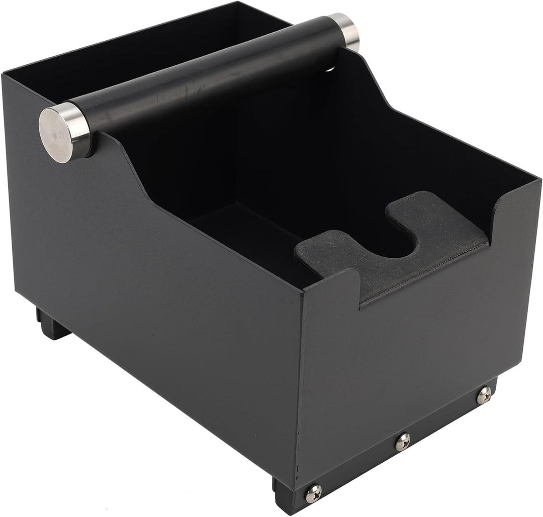 Espresso Knock Box, Stainless Steel Coffee Bag Container, With Steel Bracket And Noise Reducing Rubber Ring (Rectangle L-No base)