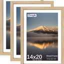 14x20 Poster Frame, Natural Oak Wood Frame with 12x18 Mat, 3 Pack