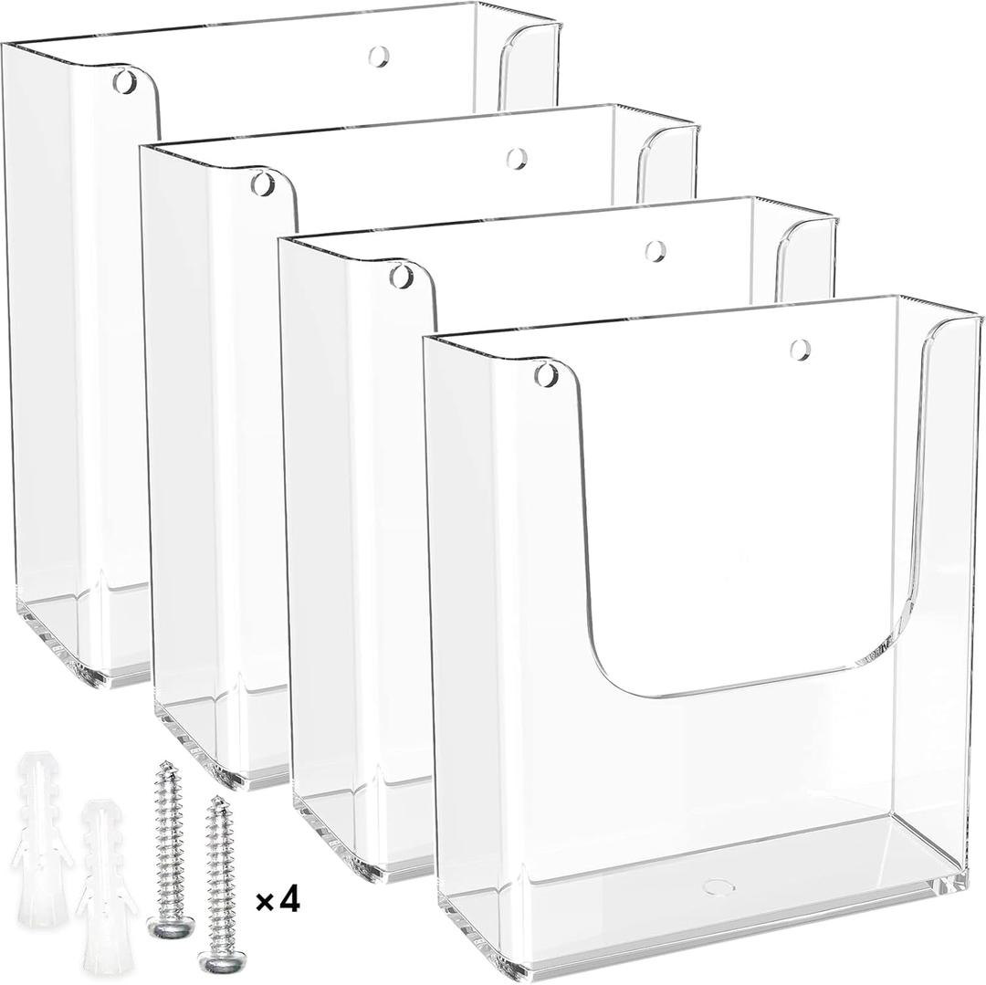 MaxGear Brochure Holder 8.5x11 inch Acrylic Pamphlet Holder Clear Plastic Flyer Holder Wall Mount for Ofiice, School, Exhibition, 4 Pack