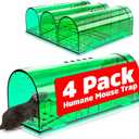 4 Pcs Humane Mouse Traps No Kill, Live Mouse Trap, Reusable Mice Trap Catch for House & Outdoors (01-Green(4Pack))
