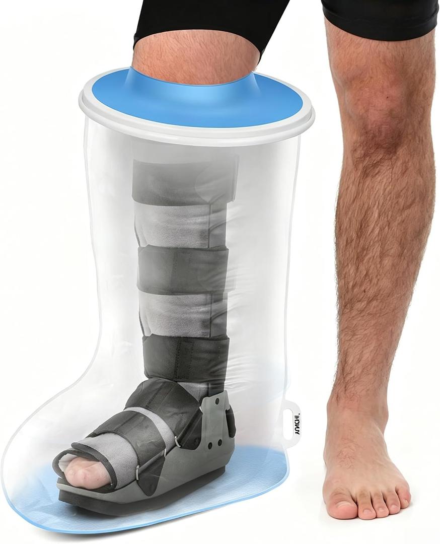 YUNCHI Waterproof Leg Cast Cover for Shower, Fits Adult Leg Size 12"-29" | Reusable Cast Protector with Non-slip Bottom, Waterproof Cast Cover Fits Plus Size Adult Post Surgery Boots, Braces, NEW-Extra Wide-Knee/Half-Leg