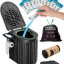 Portable Toilet with Urine Gel & Leak-Proof Bags – Odorless Camping Toilet for Adults & Kids, Outdoor Travel Potty with Ergonomic Design