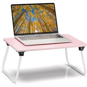 Ruxury Foldable Lap Desk Laptop Stand Bed Desk Table Tray, Breakfast Serving Tray, Portable & Lightweight Mini Table, Lap Tablet Desk for Sofa Couch Floor - Pink