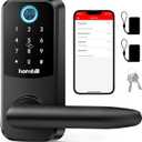 Hornbill Smart Lock Keyless Entry with Handle - Fingerprint Door Locks for Front Door - Keypad Electronic Digital Biometric Bluetooth Passcodes, Works with Alexa, App Control Touch Screen, Auto Lock