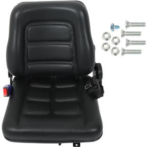 WFLNHB Universal Adjustable Folding Forklift Truck Seat, with Retractable Seat Belt Slide Rail Replacement for Excavators, Forklifts, Tractors, Block loaders, Backhoe Bulldozers