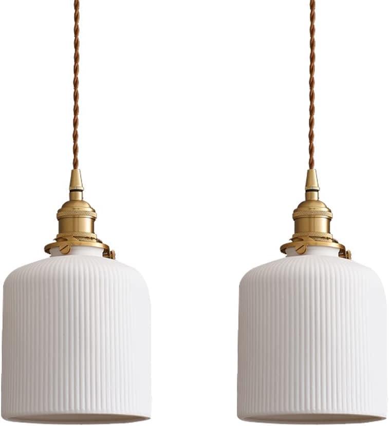 Ceramic Pendant Light Fixture Set of 2, Dome Hanging Light, Adjustable Pendant Lighting for Kitchen Island Bedroom