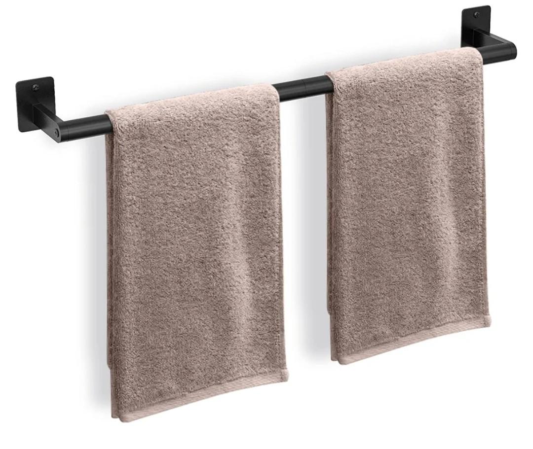 Bathroom Towel Bar, 24 Inch Towel Racks for Bathroom Wall Mounted, Heavy Duty Hand Towel Holder Organizer, Modern Home Decor Towel Rod, Matte Black Single Bar