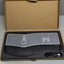 seenda 7-Color Backlit Wired Ergonomic Keyboard, KUW01 USB & Type-C Wired Split Keyboard, Cushioned Wrist Rest, Full Size with NumPad, Compatible for Windows, macOS, PC, Laptop, MacBook - Black Gray