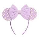 JIAHANG Velvet Mouse Ears Hair Bow Headband with Pearls, Party Decoration Headwear Hair Accessories for Women Girls (velvet purple 05)