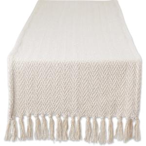 DII Woven Basic Tabletop Collection Chevron Table Runner, 15x72, Off-White