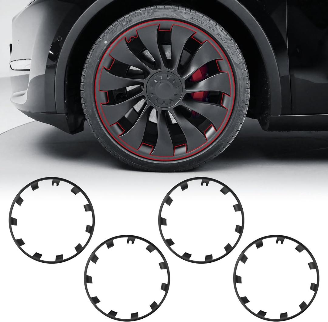 Fit for Tesla Rim Protector Model Y Performance 21 Inches 2020-2024, 4 PCS ABS Induction Uberturbine Wheels Rim Protector Compatible with Tesla Model Y Accessories (Gray, 21")