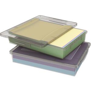 Lifewit 2 Pack Plastic Multi-Purpose Storage Box with Latching Lids, Gray A4, 8.5" x 11" Letter Size Paper Storage, Storage Containers for Board Game, Craft, Document, Magazine, Art Supplies