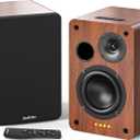 Saiyin Bluetooth Bookshelf Speakers, 40W X 2 Powered TV Speakers with 4 Inch Woofer, Turntable Speakers with Optical/AUX Input/Subwoofer Line Out for PC and TVs