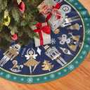 Cute Nutcracker Christmas Tree Skirt 30" Christmas Blue Nutcracker Tree Skirts Santa Mat for Mini Small Pencil Big X-Mas Tree Farmhouse Ornaments Decorations