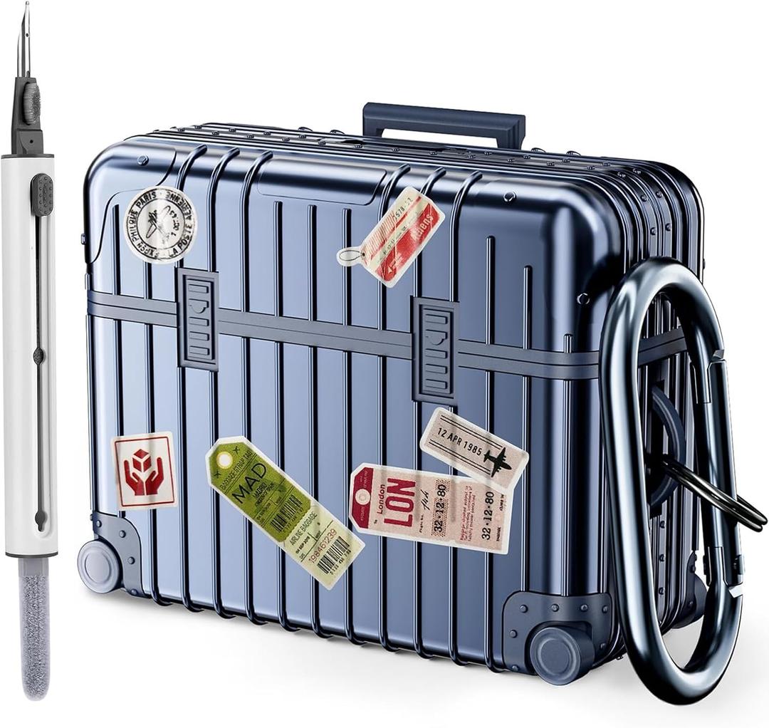 AirPods Pro 2 Case Cover, KOREDA Cute Funny Suitcase Design Hard Case for Airpods Pro 2nd Generation/1st Generation (2023/2022/2019) with Cleaner Kit, Blue