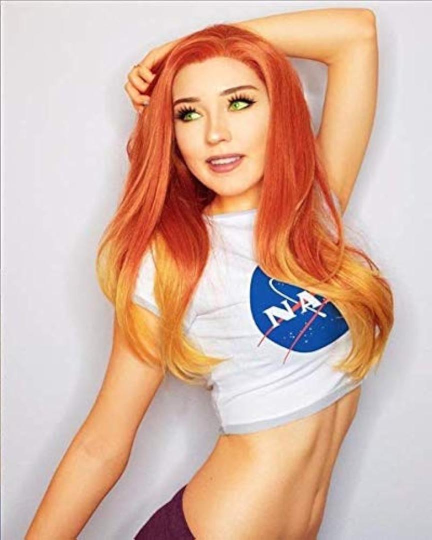 Orange Wig Ombre Lace Front Wigs Red Orange Long Silky Straight Free Part Handmade Pre Plucked Hairline Synthetic Heat Resistant Fiber Hair Wigs for Women Cosplay Daily 24 Inch