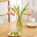 2 Acrylic Cylinder Clear Vase for Centerpieces, Tall Large Unbreakable Plastic Flower Vases for Home Decor (D 4.8" X H 7.8" - H 12" + 2 Holder)